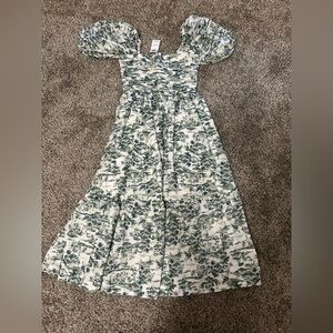 Abercrombie & Fitch Green and White Midi Dress